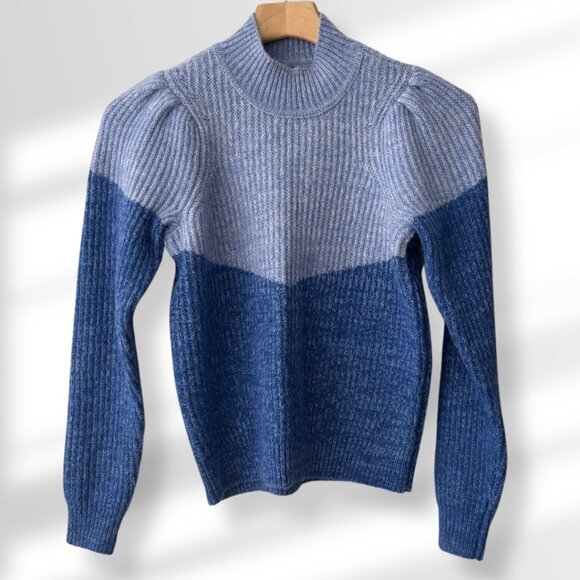 💙 Vero Moda Two-Tone Blue Warm Ribbed Knit Sweater | Women’s Size XS - Picture 2 of 6